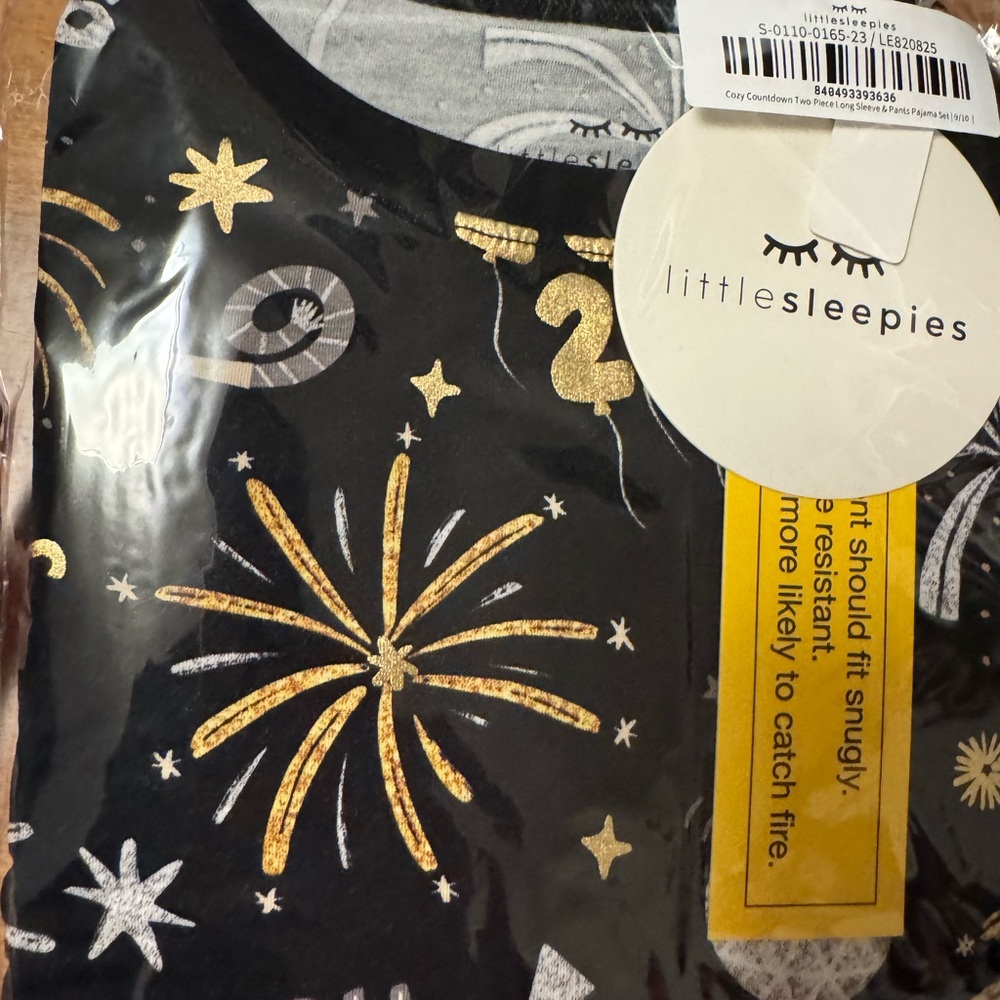 Little Sleepies Black and Gold Starry Kids Pajama Set